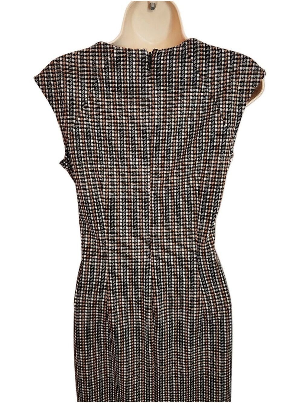 New York & Company Black Plaid Sheath Dress Midi Small - Picture 5 of 10